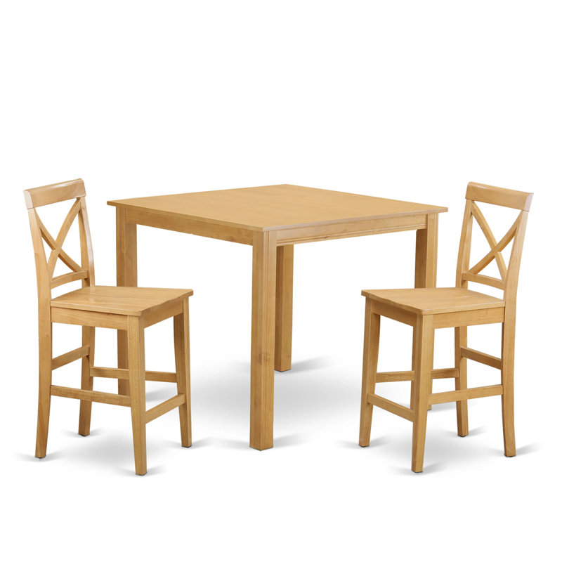 L'ensemble de table de salle à manger à hauteur de comptoir contient une table de cuisine carrée et des chaises de salle à manger, 42 po x 42 po, chêne