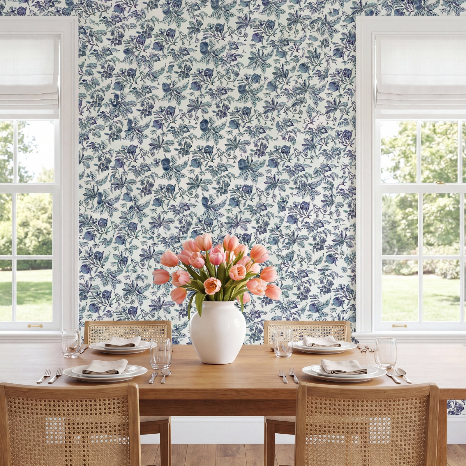 Lucier Fruit Wallpaper, Blue