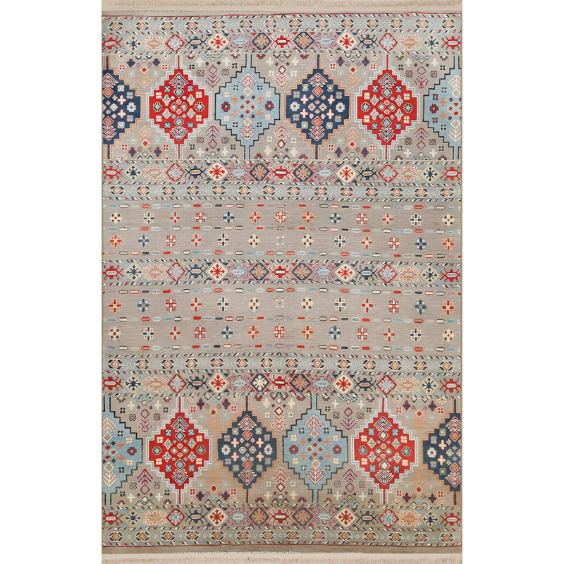 Tapis décoratif multicolore beige, Rectangle 4 pi 7,12 po x 6 pi 6,74 po
