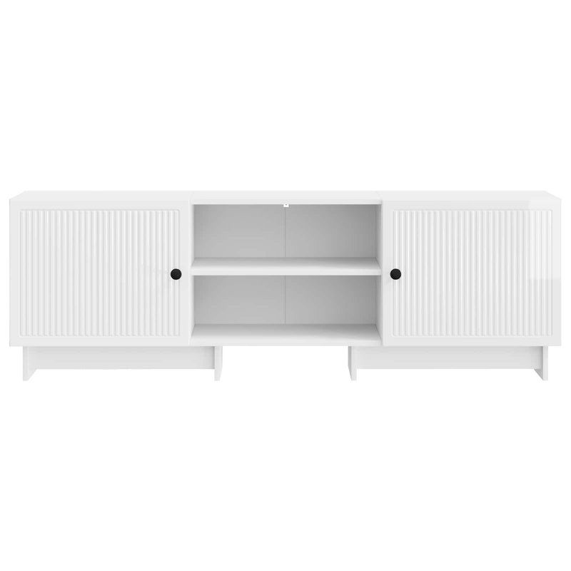 Unfinished TV Stand for TVs up to 65" with Fireplace Included, High Gloss White