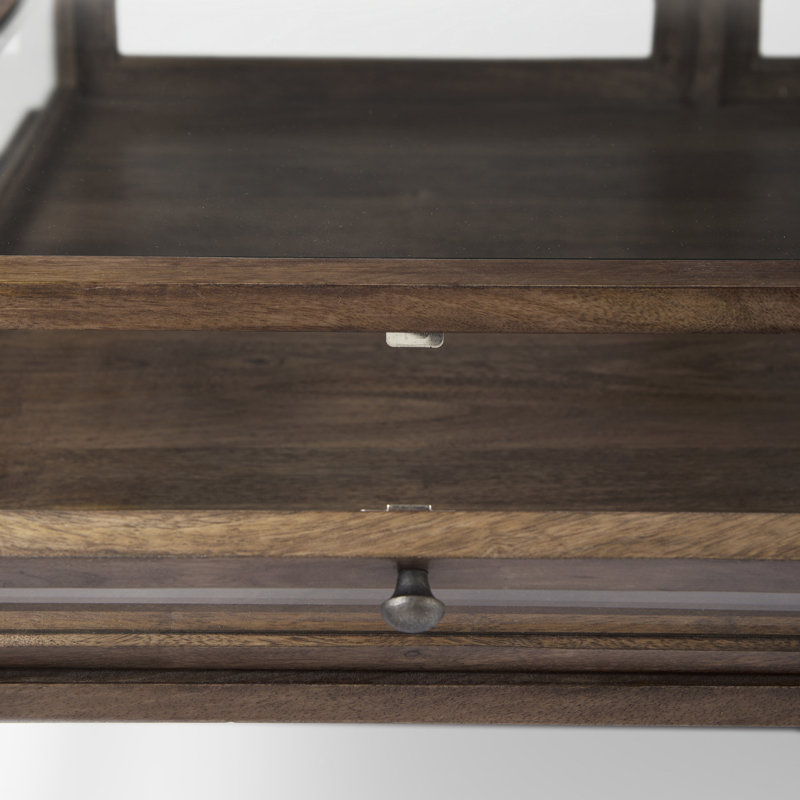 Warner Coffee Table with Storage, 15" x 43.5" x 42", Medium Brown, Black