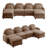 U-Shaped Teddy Fabric Cloud-like 4-Seater Modular Sectional Sofa, Curved Backrest & Armrests, 2 Moveable Ottomans, Double-Layer Cushion with Lumbar Pillows for Supportive Comfort-110953563