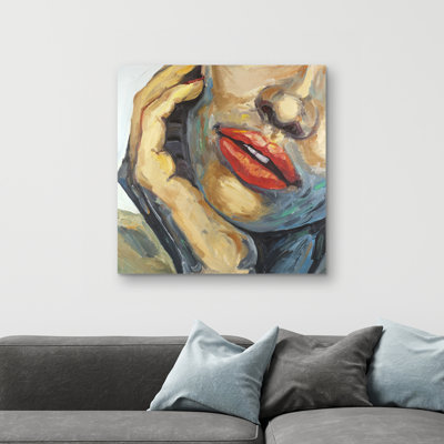 Irresistible lips closeup - 32"x32" art on canvas