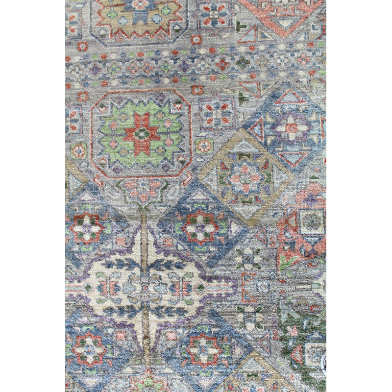 Tapis unique en laine et en coton tissé à la main de style nouvel âge 9 pi x 12 pi 7 po Mamluk