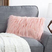Decorative Pillows - Fluffy White Star & Pink Furry Plush - Girls