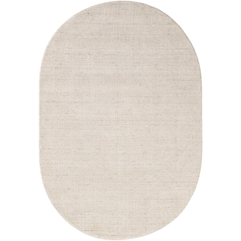 Tapis uni / rayé Brigit couleur vanille - ivoire, Ovale 4 pi 1 po x 6 pi 1 po