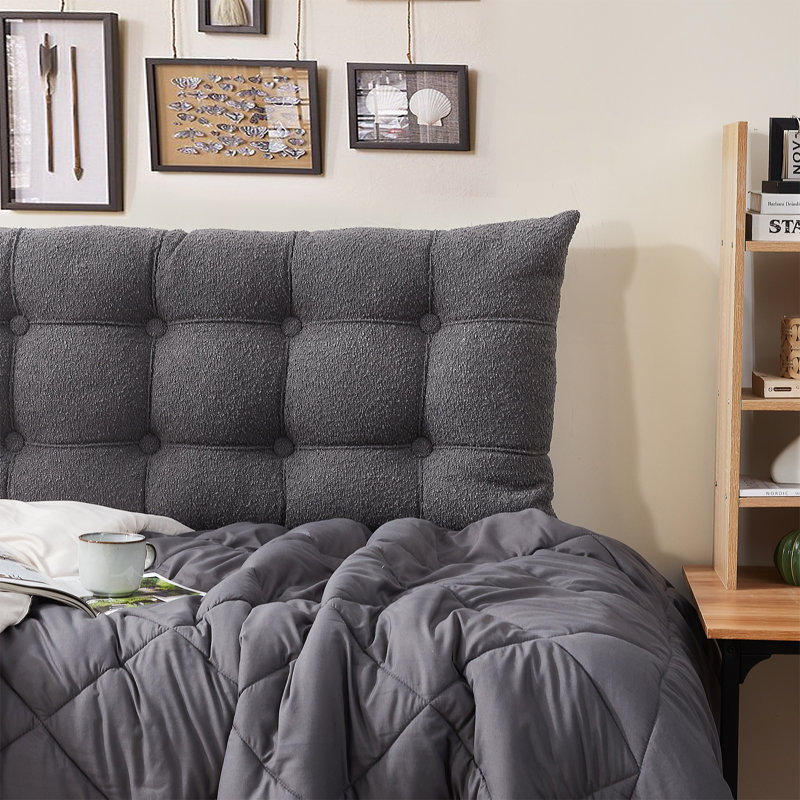 Rainha Polyester Backrest Rectangular Pillow Cover & Insert, Dark Grey