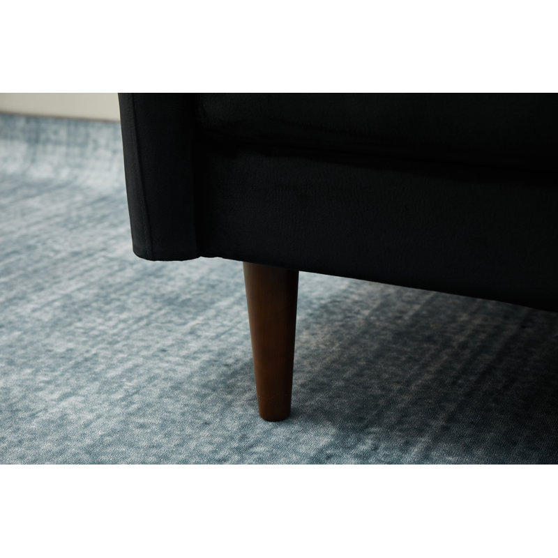 Emteas 57.3'' Velvet Loveseat, Black Velvet