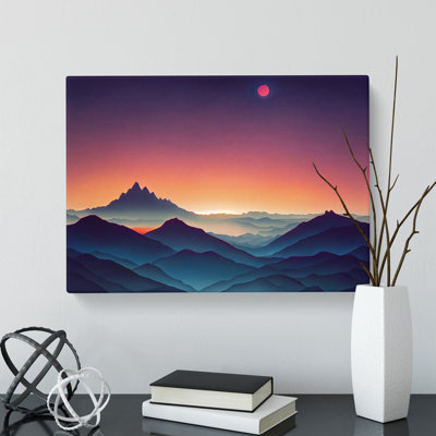 Cute Mountain Sunset - Wrapped Canvas