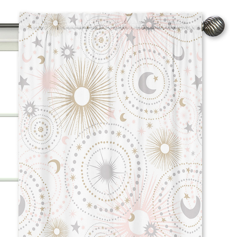 Celestial Gray and Gold Sheer Rod Pocket Kids Window Panels