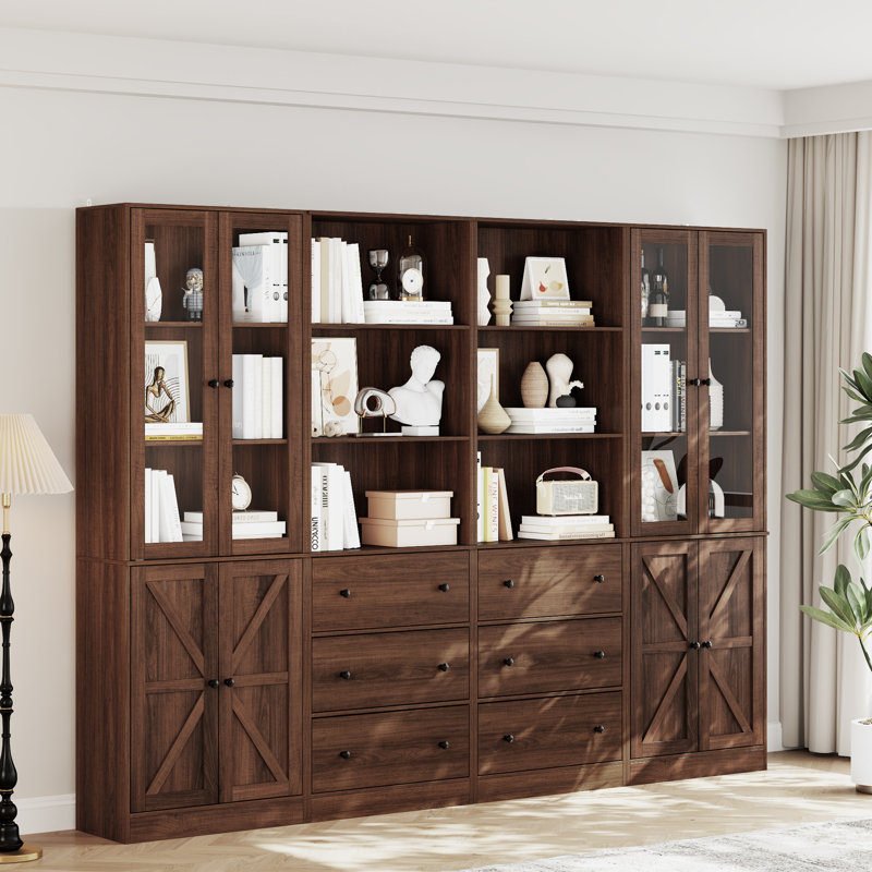 70.9'' H X 94.48'' W Book Cabinet Storage Bookcase Set, Brown