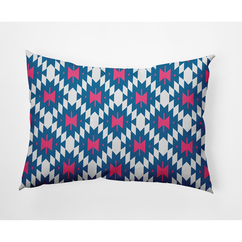 Jodhpur Geometric Outdoor Reversible Throw Pillow, Blue