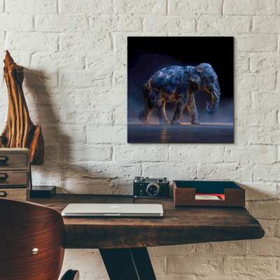 Art mural en verre acrylique épique «Magestic Moonlight Elephant 3» par Ann Klee, 12 po x 12 po