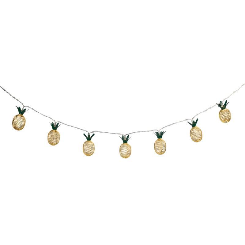 10 mini lumières DEL B / O ananas or blanc chaud - fil transparent de 3 pi