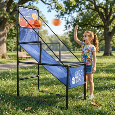 Jeu d'arcade de basketball simple pour enfants, panier de basketball intérieur avec 2 balles et pompe, support pliable pour tout-petits et enfants