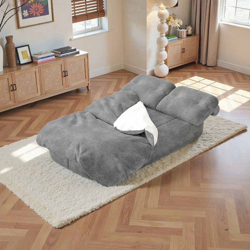 2-in-1 Convertible Modular Sofa Bed, Light Gray
