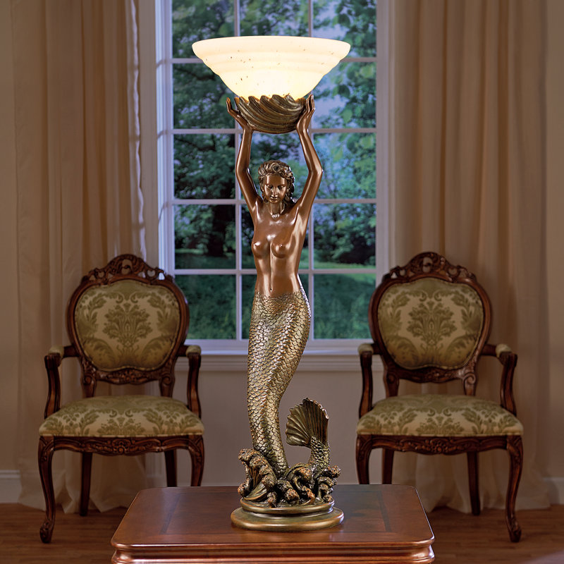 Lampe torchère déesse offrant une sirène