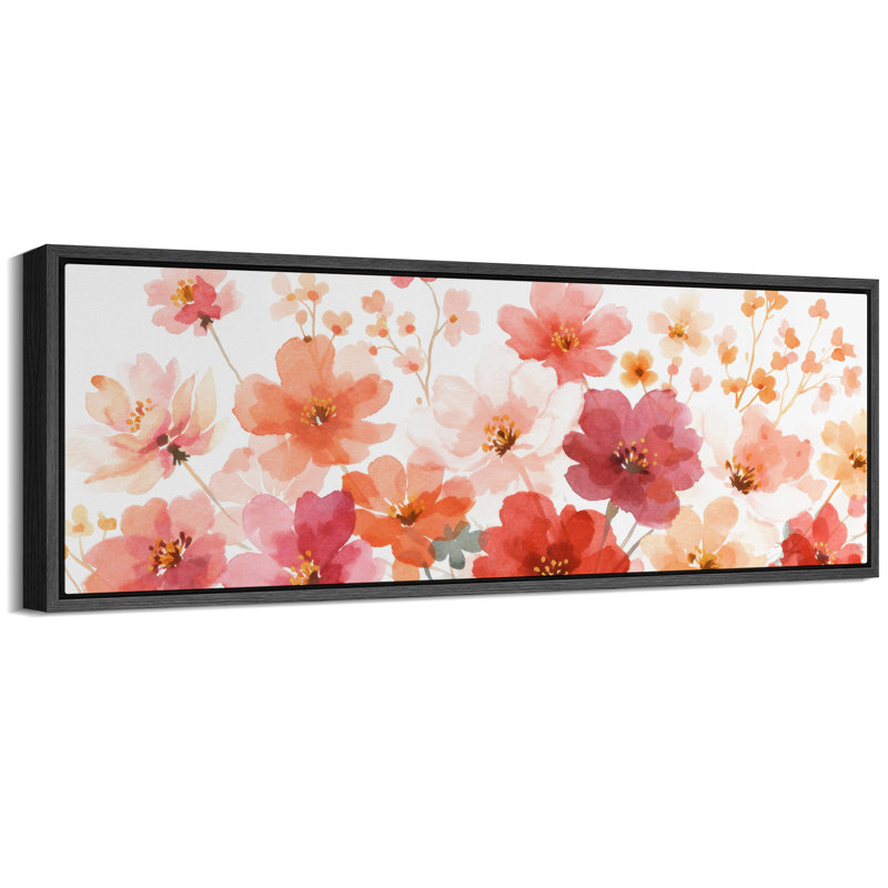 Impression sur toile encadrée, art floral, H 20 po x l 60 po, Structure noire