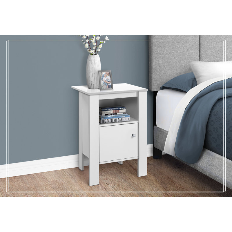 Accent Table, Side, End, Nightstand, Lamp, Storage, Living Room, Bedroom, Laminate, Transitional, White