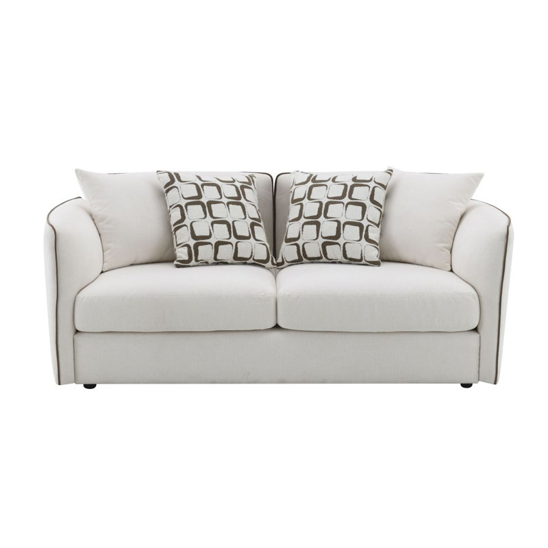 Causeuse en chenille beige avec 4 coussins Yolanda