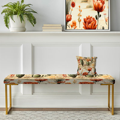 Cactus Desert Dreams - motif floral bohème - banc rembourré doré