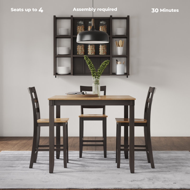 Table de salle à manger à hauteur de comptoir Malkin et 4 tabourets de bar (ensemble de 5)