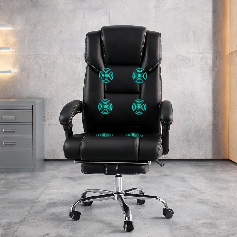 Chaises de bureau réglables noires de 26,4 po x 25,6 po x 48,4 po avec siège pivotant et inclinable