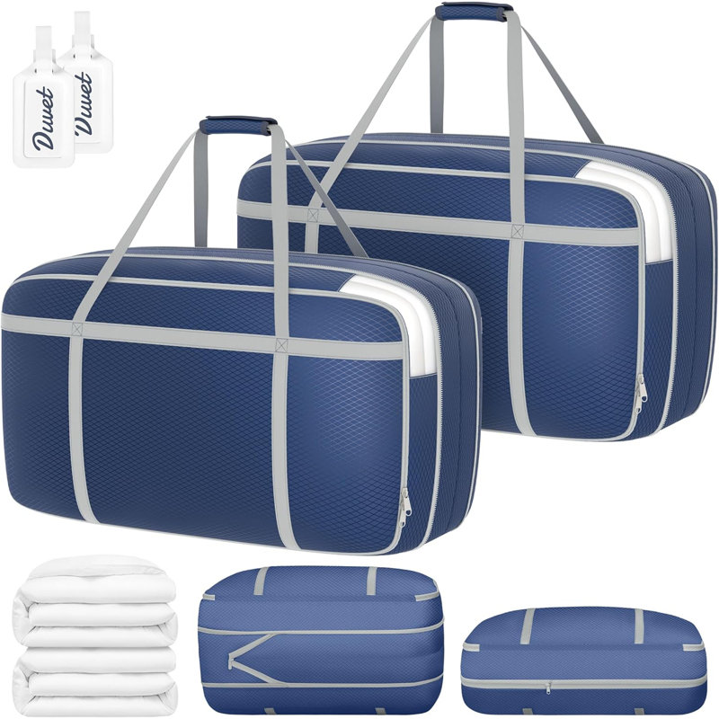 Sacs de rangement à compression robustes avec fenêtre de vue - Sacs d'aspirateur extra-larges pour édredons, couvertures, literie et vêtements, poignées renforcées et fermeture à glissière