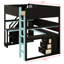 Lit mezzanine en bois avec escalier de rangement, bureau, tablettes et panneau perforé-1245853742-1245853740