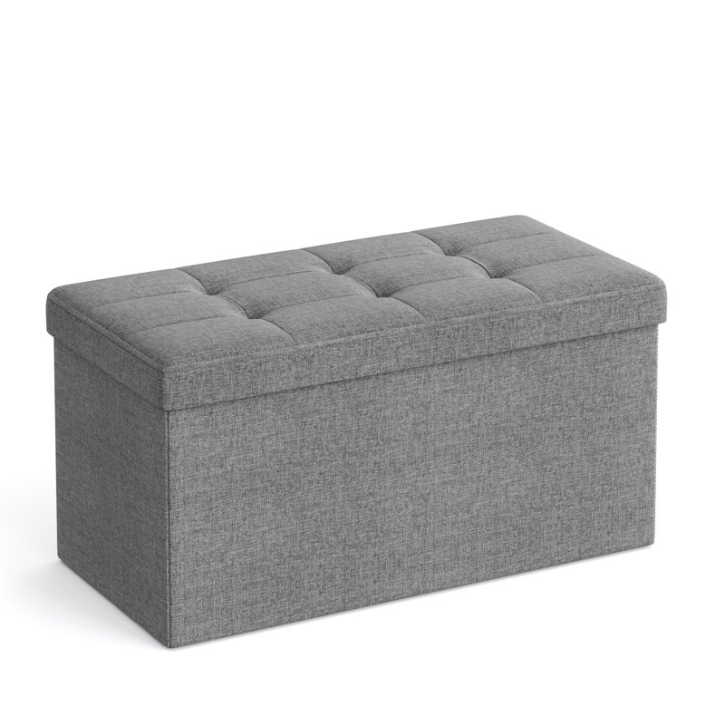 Banc de rangement avec repose-pieds pliant, Gris, Tissu Oxford