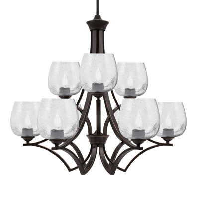 Zilo 9 Light Uplight Chandelier Shown With 6" Bubble Glass