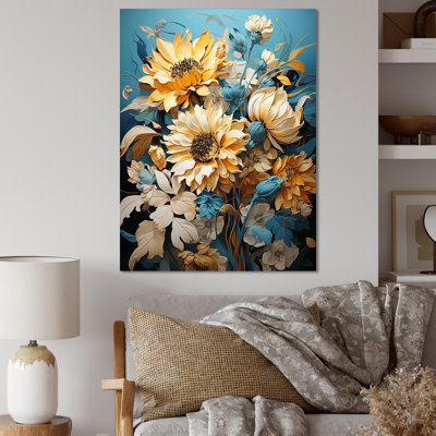 «Azure Fields Sunflowers IV» sur toile