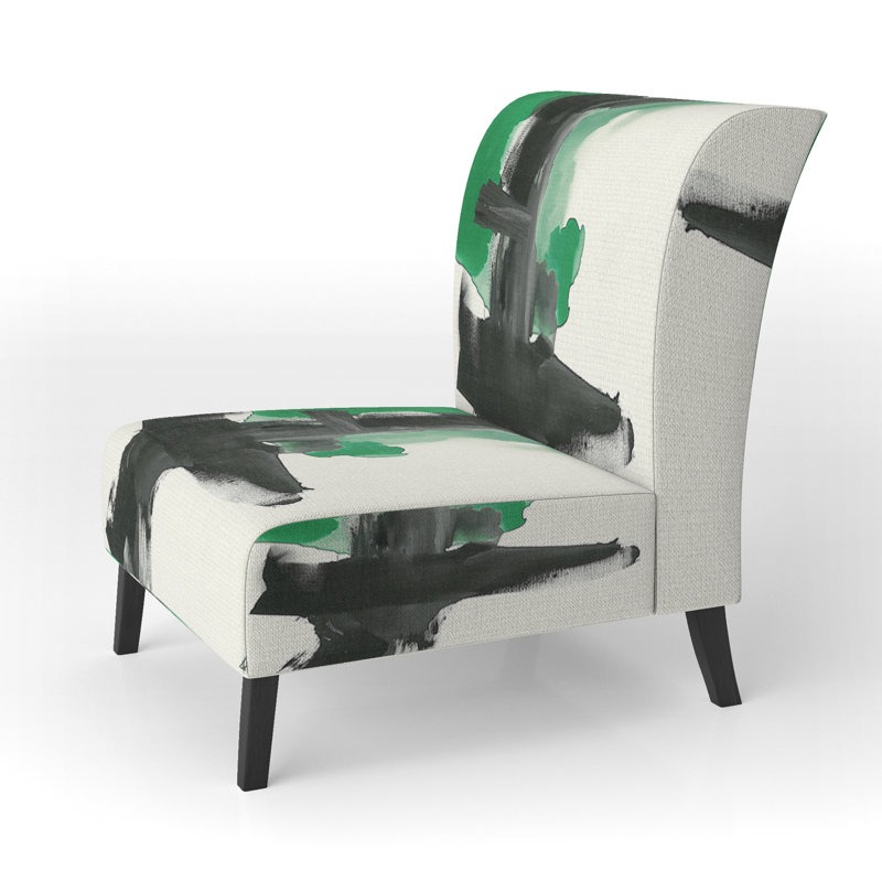 Fauteuil de chambre rembourré Geometric IV, Vert / noir / blanc