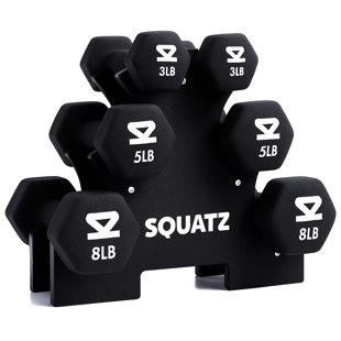 Ensemble d'haltères en néoprène avec support Squatz
