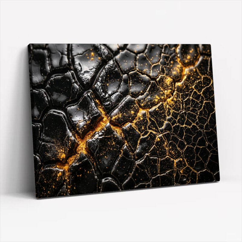 Ensemble de 1 tableau sur toile noir et or, 12"H x 18"W, Wrapped Canvas