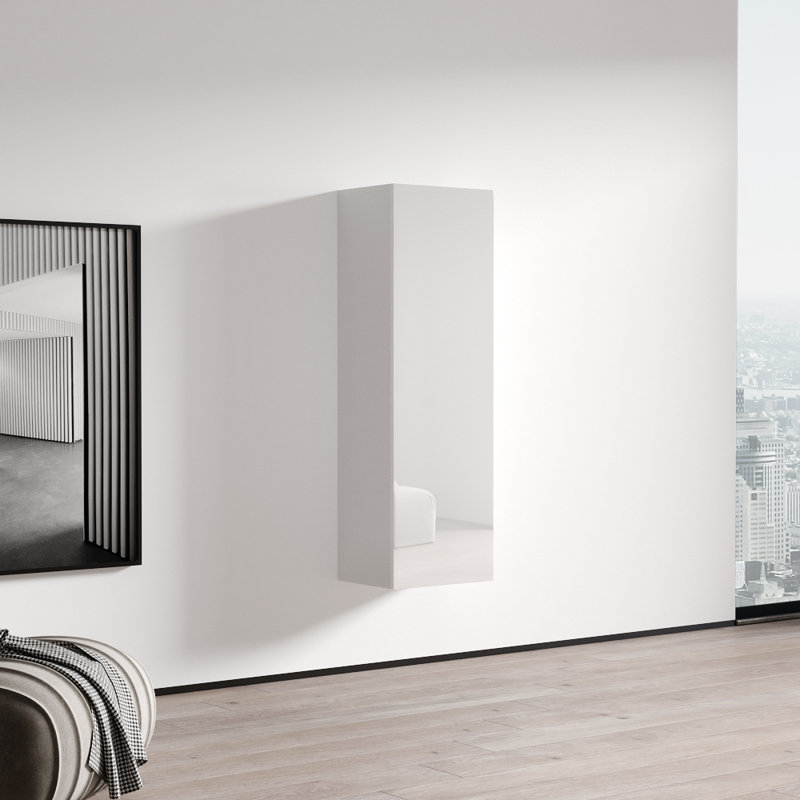 Balroop 15.75" Floating Bookcase with High Gloss Finish, White