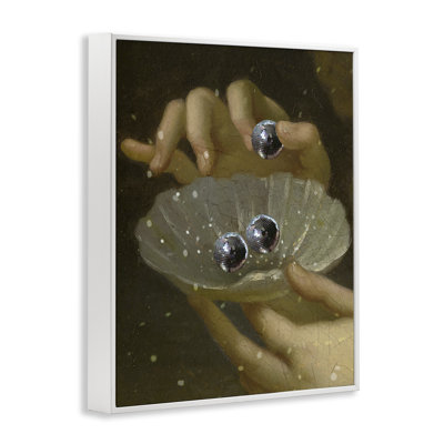 Classic Disco Clam Pearls Framed Giclee, design by Lil' Rue