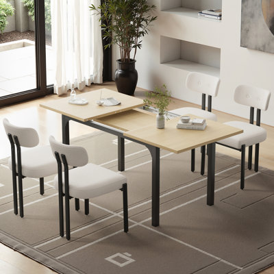 Ensemble de table de salle à manger extensible avec 4 chaises rembourrées