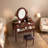 Vanity Desk With Adjustable Angle Mirror, Cushioned Stool And 5 Drawers-934476126