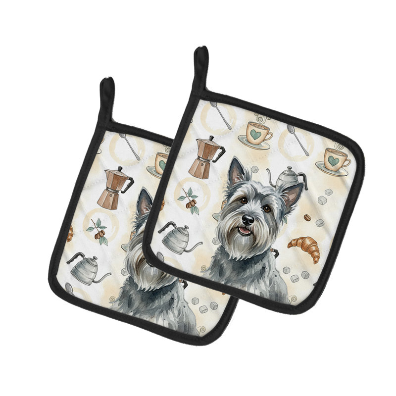 Paire de porte-pots gris Skye Terrier