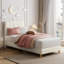 Structure de lit simple, lit plateforme tapissier avec tête de lit Wave pour enfants, assemblage facile, support de lattes en bois, aucun sommier requis-1348544221