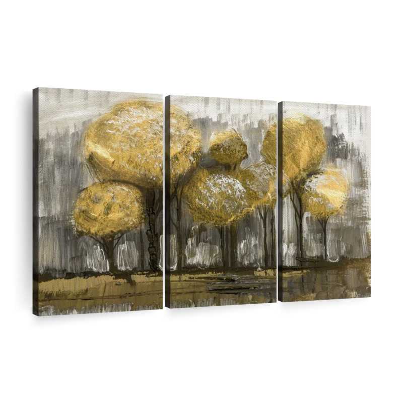 Ensemble de 3 arbres abstraits sur toile, "Forêts et forêts" par Anna LuxArt, H 33 po x l 20 po x P 1 po
