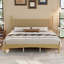 Lit plateforme très grand en bois avec tête de lit en forme de gourde, lit plateforme de style rétro avec support à lattes en bois, naturel-263796105