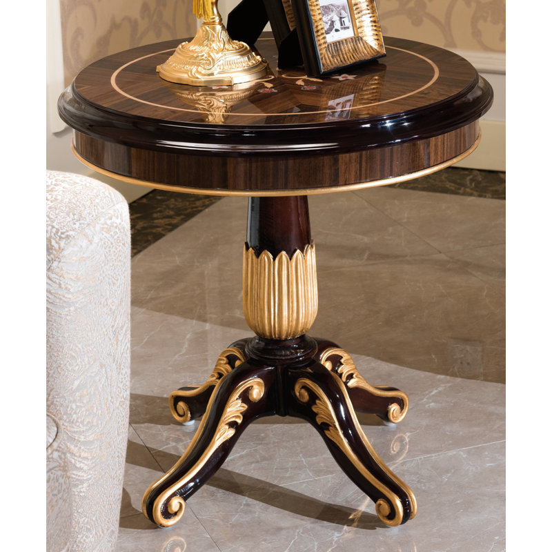 Solid Wood Pedestal End Table
