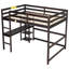 Lit mezzanine avec bureau et tablettes