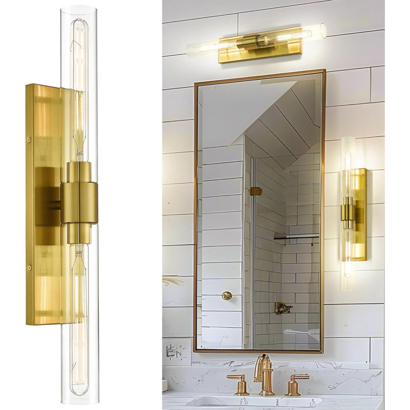 Ensemble de deux appliques murales, luminaire de salle de bain au-dessus d'un miroir, barre d'éclairage de meuble-lavabo mural à 2 lumières, installation verticale et horizontale réglable