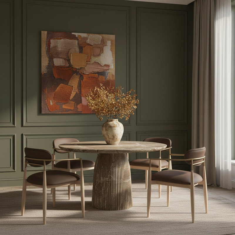 Table de salle à manger Oronde, H 29,75 po x L 36 po x l 36 po, Beige