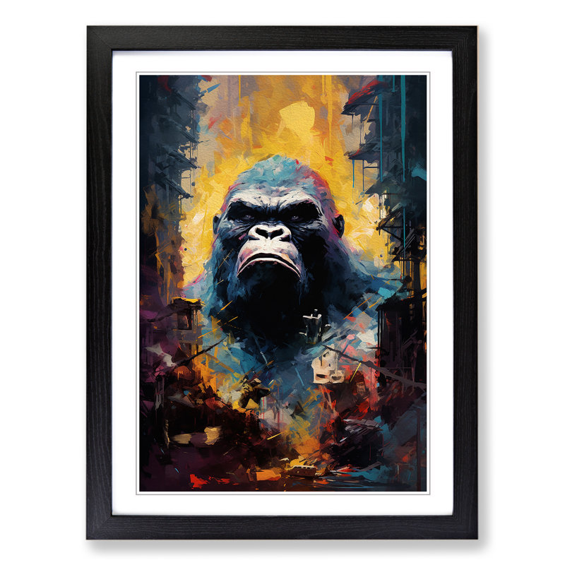 King Kong Impressionism - Framed Print, Black Framed, 64cm H x 46cm W x 2" D