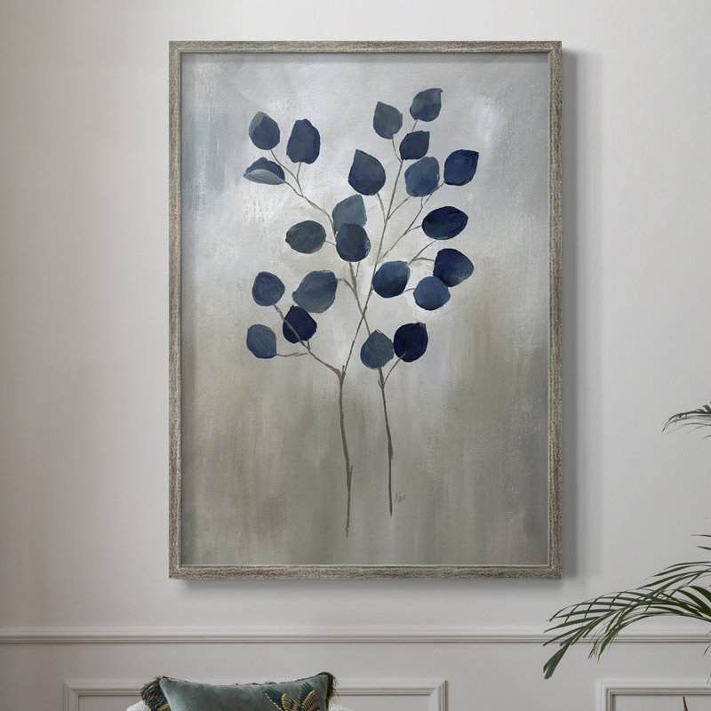 Indigo Foliage II, reproduction encadrée - bois massif, H 11 po x l 9 po
