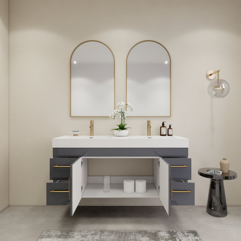 Ensemble de meuble-lavabo double 59 po, Gris lustré